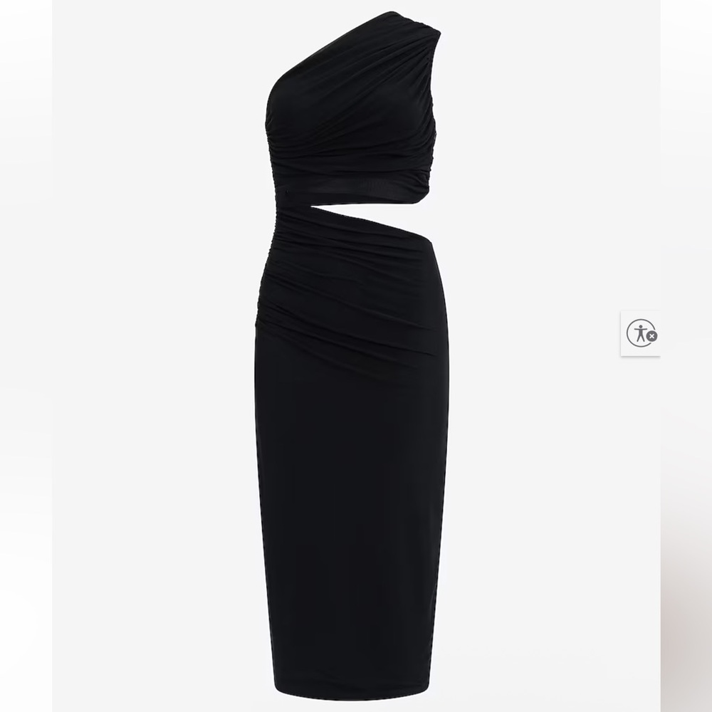 Express - Mesh One Shoulder Ruched Cutout Midi Sheath Dress! - Picture 2 of 3